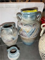 4 POTTERY STYLE VASES