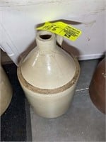 SMALL CROCK 12 IN TALL TAN WITH GLAZE AROUND TOP S