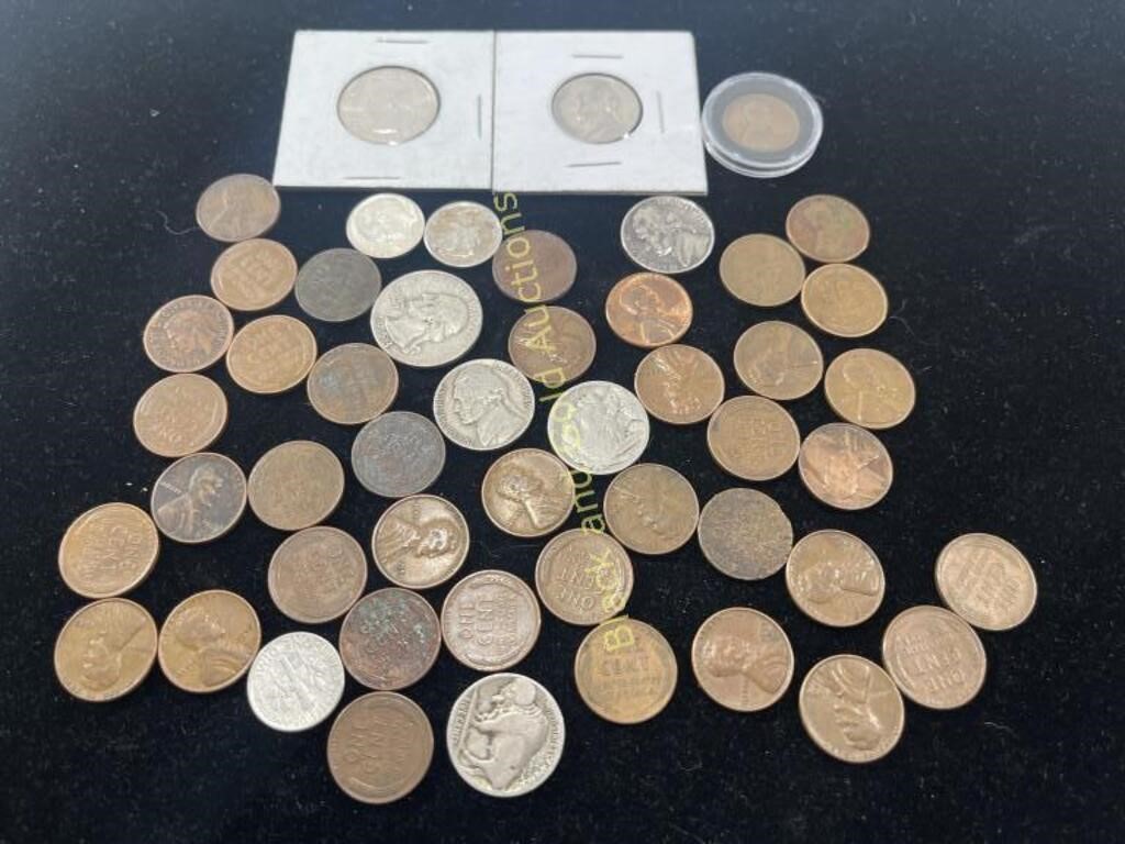 Collection of Wheats Nickels & Silver Dimes