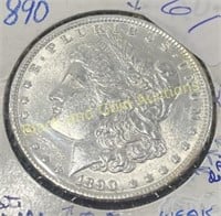 1890 Silver Morgan Dollar UNC