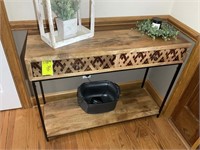 WOOD AND METAL HALL TABLE 42IN X 15IN X 32IN NO CO