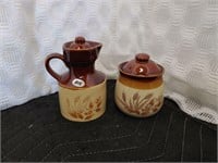 Pair of Vintage Japanese Wheat Stoneware
