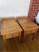 Two solid wood oak end tables , made by home
