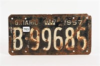 1957 ONTARIO LICENSE PLATE