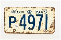 1949 ONTARIO LICENSE PLATE