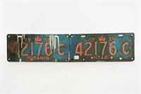 PAIR OF 1938 ONTARIO LICENSE PLATES