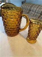 Vintage  Indiana Whitehall amber glasses and