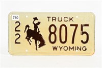 1978 WYOMING TRUCK LICENSE PLATE