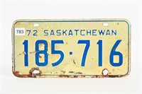 1972 SASKATCHEWAN LICENSE PLATE