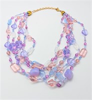 Signed Joan Rivers Czech 5 Strand Glass Necklace