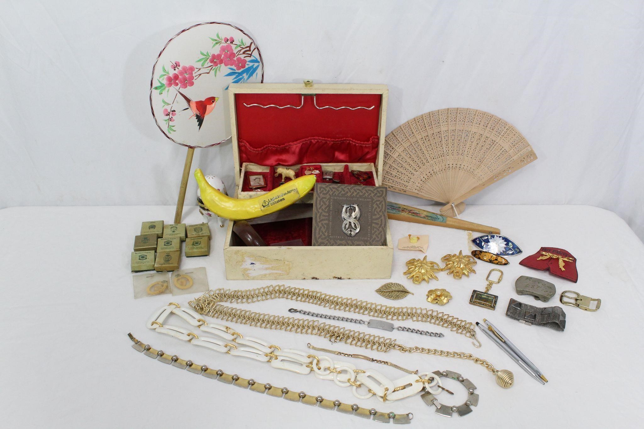 Vintage Jewelry Box + Misc. Accessories