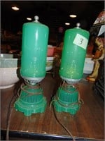 (2) Art Deco Era Jadeite Boudoir Lamps