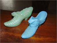 (2) Fenton Bohemian Art Glass Shoes