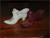 (2) Fenton art Glass Shoes