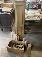 Set of wooden doors, wooden box with