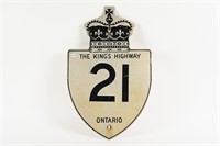 ONTARIO THE KING'S HIGHWAY NO. 21 ROAD SIGN