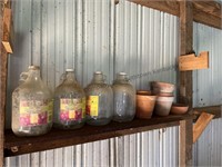 Glass jugs, flower pots