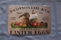 Retro Tin "P. Cottontail & Co." Sign