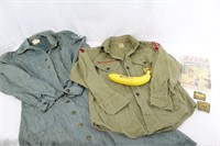 Pair Vtg. Boy + Girl Scout Uniforms+Patches+Manual