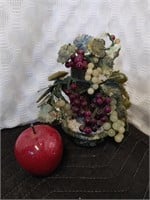 Vintage Jade Grape Tree in Marble base w/ Apple
