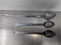 S/S BASTING SPOON, SOLID/PERF. , 15"-21"