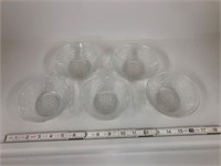 5 clear depression glass bowls