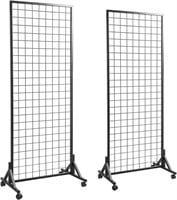 Grid Wall Panels with T-Base  2-Pack Black