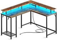 SUPERJARE L Shaped Desk with Outlets  53 inch