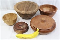 5 Hand-Carved Wooden Bowls, J. Marshall Crews+
