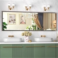 65x22 Bathroom Wall Mirror  Rectangle  Silver