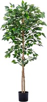 5FT Artificial Ficus Tree  Real Leaves  Trunk