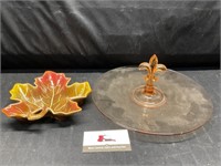 Serving platter and leaf bowl