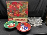 Christmas puzzle and servingware