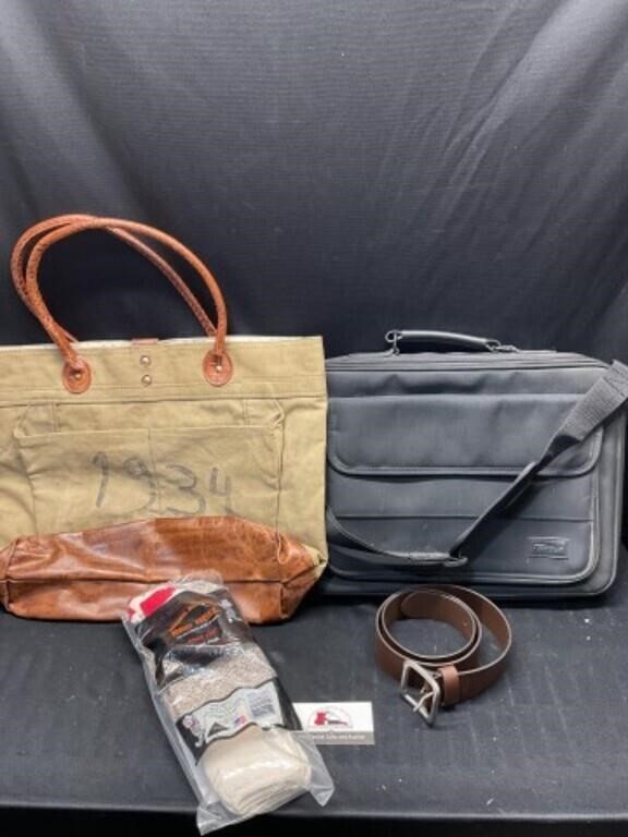 Laptop bag, Levi belt and misc