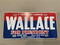 Wallace for president metal license plate