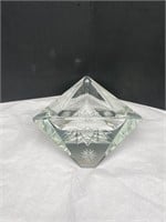 Vtg Cut Crystal Geometric Triangle Ashtray