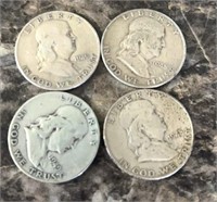 4 1940’s Franklin Half Dollars