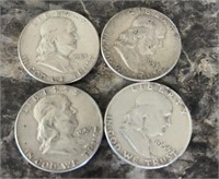 4 1950’s Franklin Half Dollars