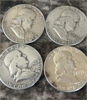 4 1950’s Franklin Half Dollars