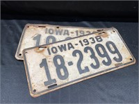 Vintage 1938 Iowa License Plates