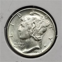 1945 MERCURY DIME MS65