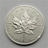 1989 CANADA MAPLE LEAF $5 1 OZ FINE SILVER ROUND