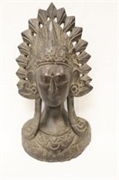 WOODEN INDONESIAN HAND CARVED BUST: