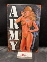 Metal Army Pin Up Girl Sign