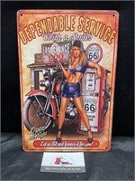 Metal Dependable Service Pin Up Girl Sign