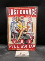 Metal Last Chance Pin Up Girl Sign