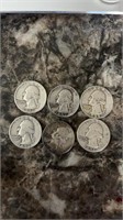 1950’s 6 Washington Quarters