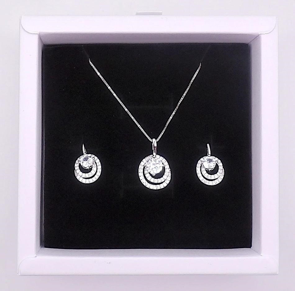 Sterling Silver 2 Piece White Sapphire Jewelry Set