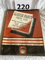 Vintage Master Parts List for Chrysler Catalogue