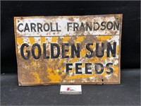 Carroll Frandson Golden Sun Feeds Metal Sign